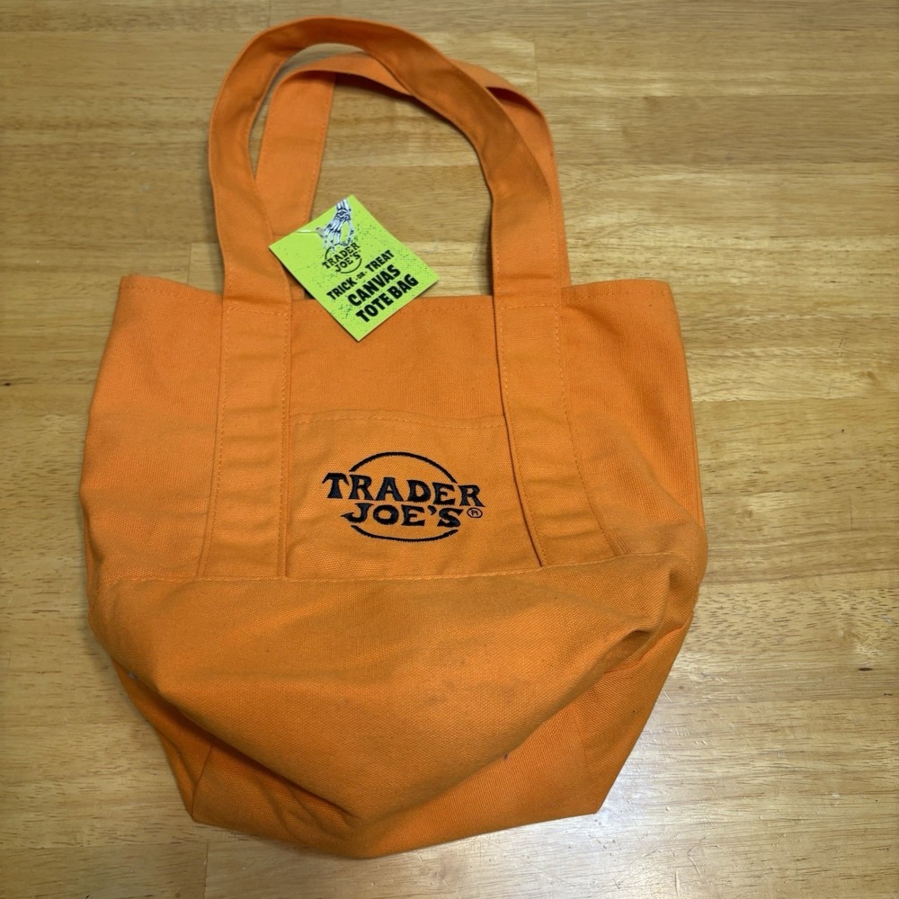 Trader Joes Canvas Tote Bag Trick‎ or Treat Orange 81415